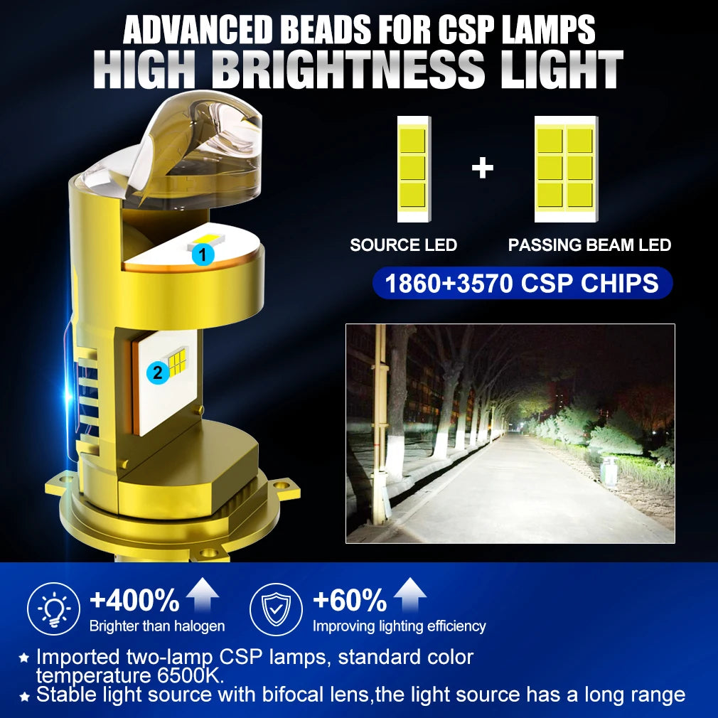XSTORM H4 LED proiector lentilă far 100W 60000LM mașina LED H4 far Canbus Turbo mare putere mini auto/moto lampă lumină de ceață