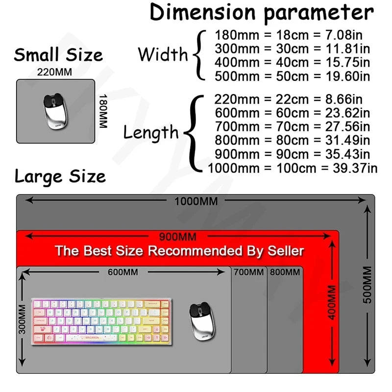 XXL anti-slip gaming mouse pad, hexagonal RGB design, various patterns