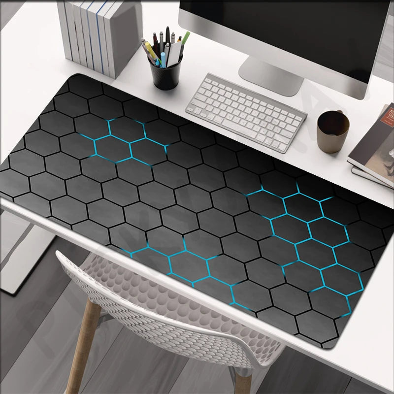 XXL anti-slip gaming mouse pad, hexagonal RGB design, various patterns